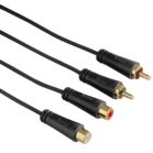 Audio Verlängerungskabel, 2 Cinch-Stecker 2 Cinch-Kupplungen vergoldet 3 Meter, 123229