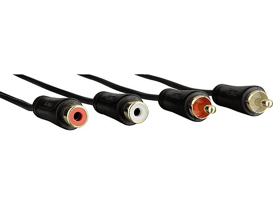 HAMA Câble d’extension audio, 2 fiches RCA – 2 prises RCA, 3 m - Câble (Noir)