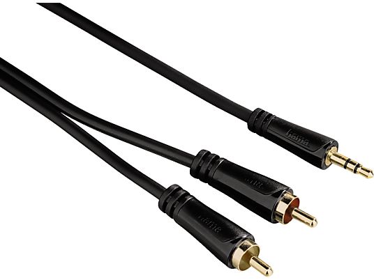 HAMA Câble audio, prise jack 3,5 mm – 2 fiches RCA, 5 m - Câble audio (Noir)
