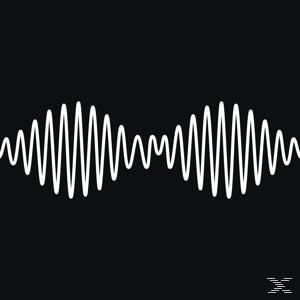 Album borító fehér hanghullámokkal fekete háttéren. Arctic Monkeys, AM album.