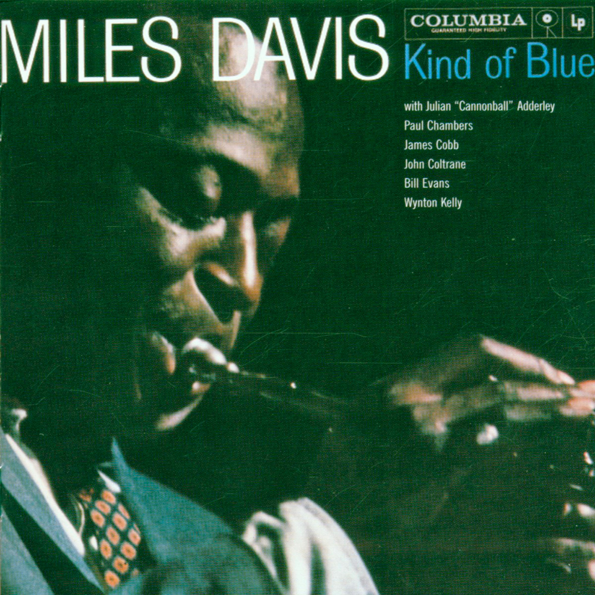 Albumcover von Miles Davis, Trompete spielend, grüner und dunkler Hintergrund.