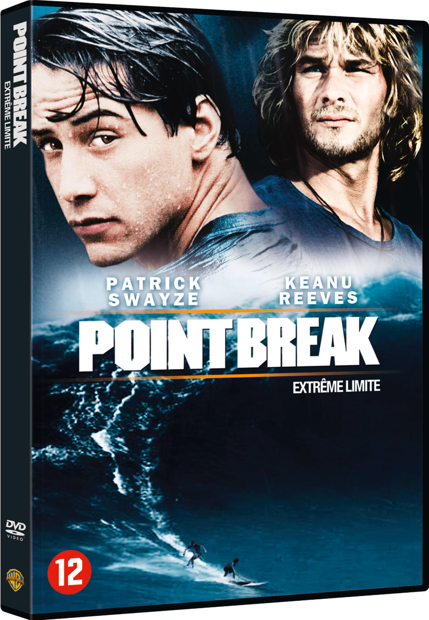 Pochette de DVD avec Patrick Swayze et Keanu Reeves pour Point Break.