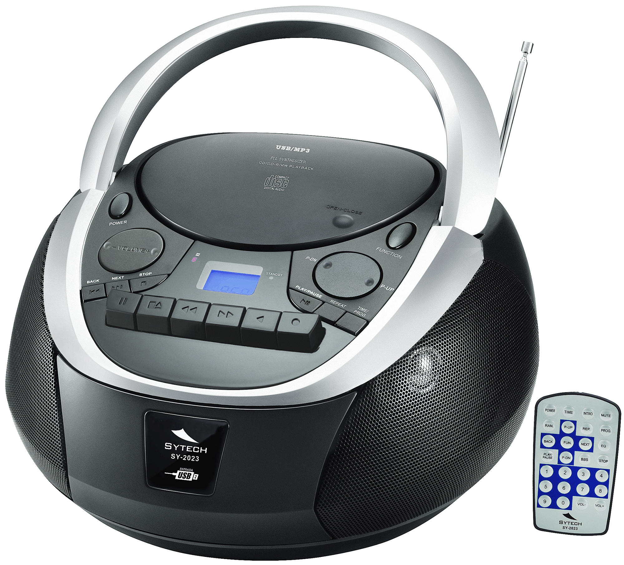 Radio cassette CD - Sytech SY 2023 Bronce, Lector CD, Radio FM, USB Reproductor