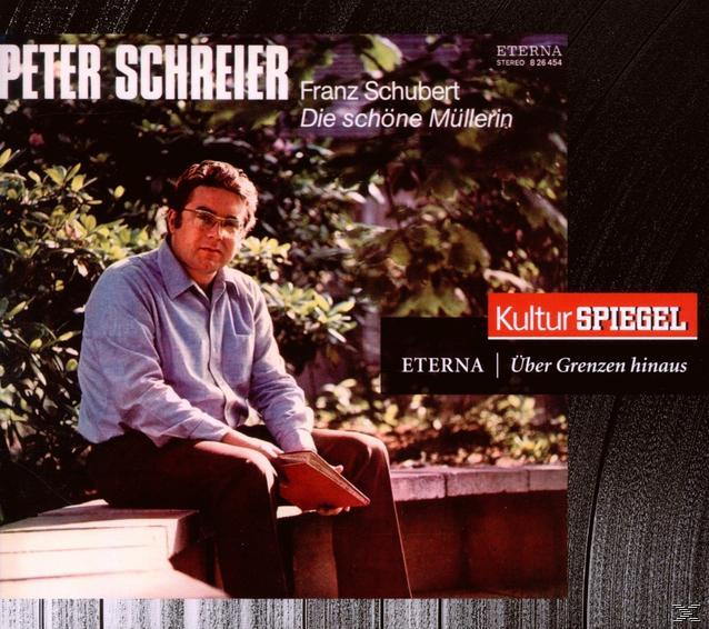 Albumcover eines Mannes in blauem Hemd, der vor einem blättrigen Hintergrund sitzt. 'Peter Schreier' steht darauf.