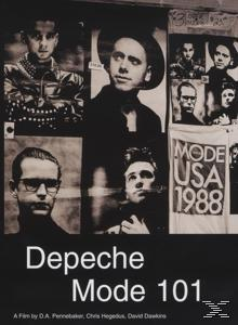 Schwarzweiß-Depeche-Mode-Albumcover. Bilder von Männern mit dem Titel: Depeche Mode 101.