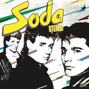 Soda Stereo Albumcover. Drei Männer in Schwarzweiß. Gelbes "Soda" über dem Bild.