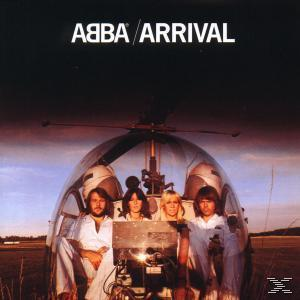 ABBA Albumcover, Arrival. Zeigt die Band in einem Hubschrauber auf einer Landebahn.