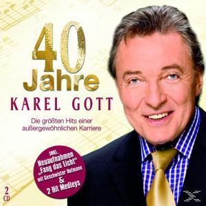 Albumcover zeigt Karel Gott, im Anzug, lächelnd, und Text: 40 Jahre. Album: Die größten Hits einer Karriere.