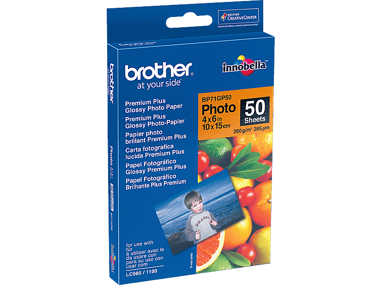 BROTHER BP 71 GP50 Fotopapier Fotopapier 71 Brother A6 BP GP50 10x15