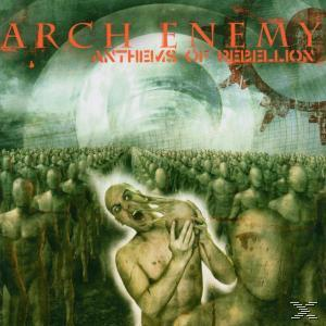 Albumcover mit einer Menschenmenge und einer Person mit offenem Mund, der Titel lautet 'Anthems of Rebellion'.