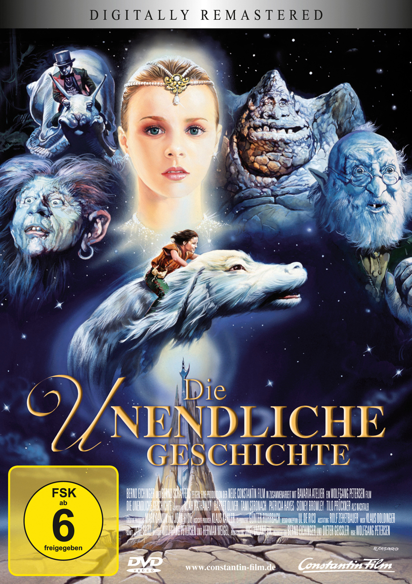 DVD-Cover von 'Die unendliche Geschichte' mit Fantasy-Figuren und einer Frau.
