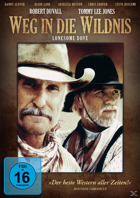 Filmplakat: Zwei Männer mit Cowboyhüten und dem Text 'Lonesome Dove'.