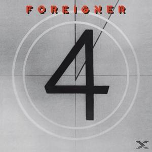Albumcover mit rotem Schriftzug "FOREIGNER" und großer schwarzer "4".