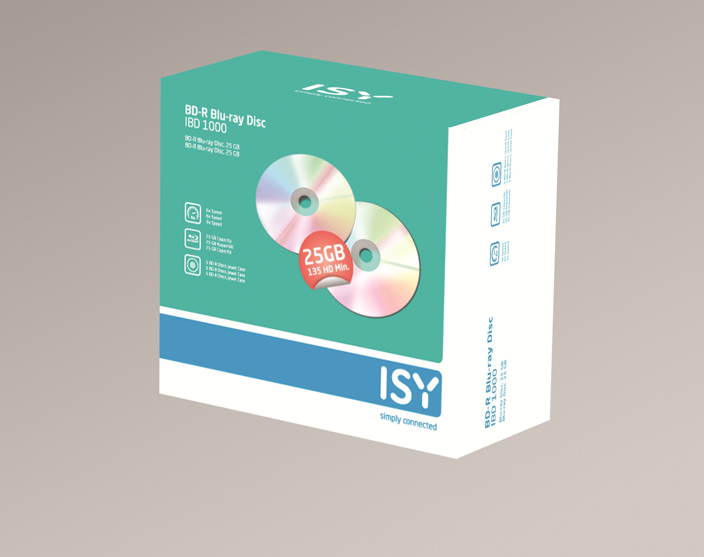 ISY Jewelcase Blu-ray 5er Pack BD-R Disc IBD-1000
