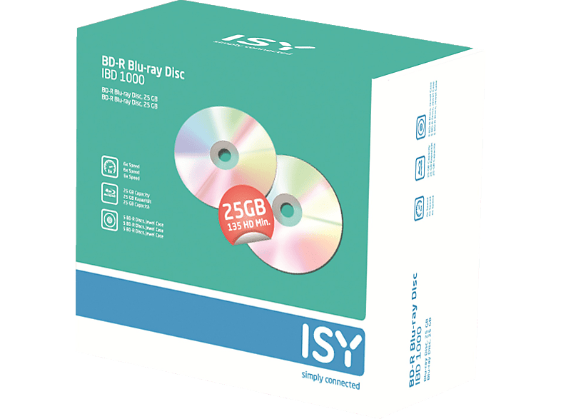 5er BD-R Blu-ray Disc Jewelcase ISY IBD-1000 Pack