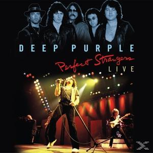 Deep Purple Albumcover mit Bandmitgliedern oben, einem Sänger auf der Bühne mit Band im Hintergrund.