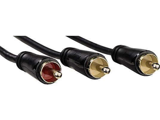 HAMA Câble pour caisson de basse, Fiche RCA – 2 fiches RCA, 5 m - Câble audio (Noir)
