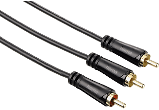 HAMA Câble pour caisson de basse, Fiche RCA – 2 fiches RCA, 1,5 m - Câble audio (Noir)