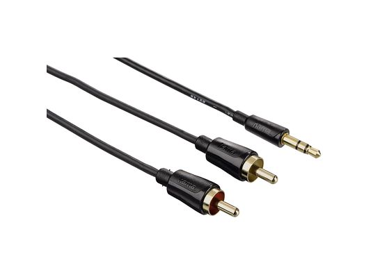 HAMA Câble audio Flexi-Slim,Prise jack stéréo 3,5 mm – 2 fiches RCA, 1,5 m - Câble RCA (Noir)
