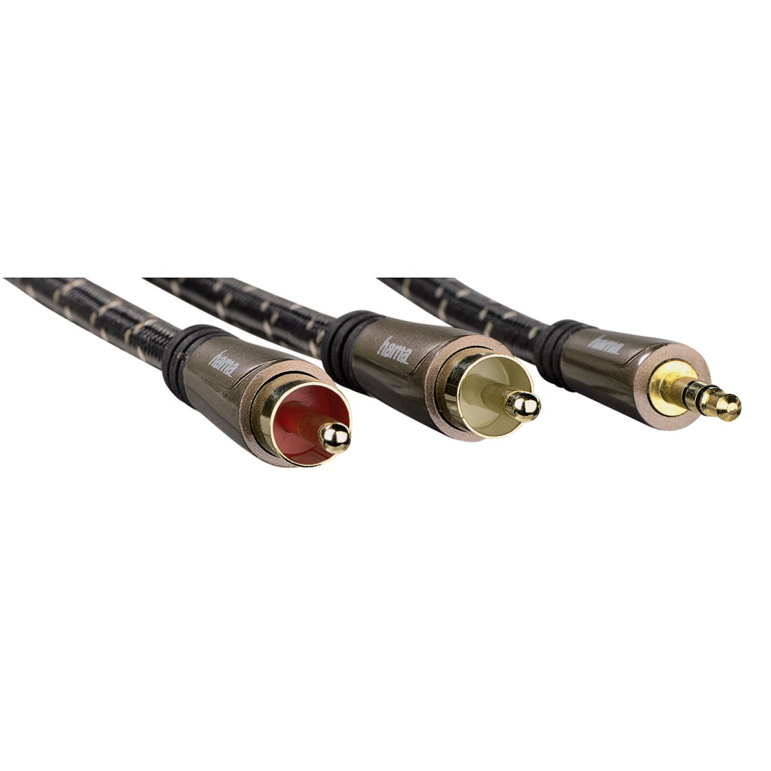 HAMA Audio-Kabel, 3,5-mm-Klinken-St - 2 Cinch-St, Stereo, Metall, verg., 1,5 m, 1,5 m