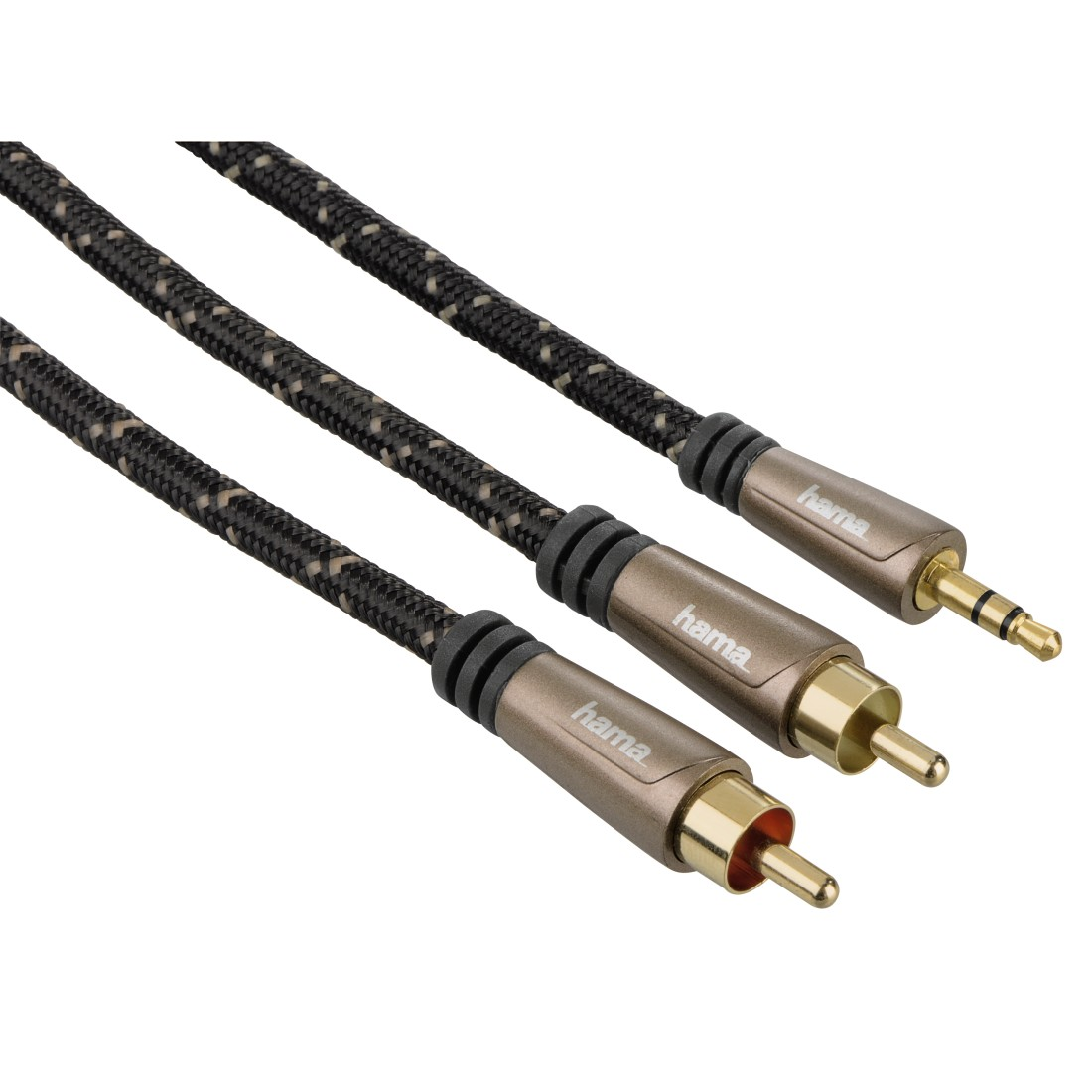 HAMA Audio-Kabel, 3,5-mm-Klinken-St - 2 Cinch-St, Stereo, Metall, verg., 1,5 m, 1,5 m