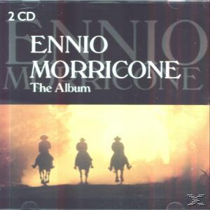 Albumcover von Ennio Morricone. Silhouetten von Männern auf Pferden vor einem Sonnenuntergang.