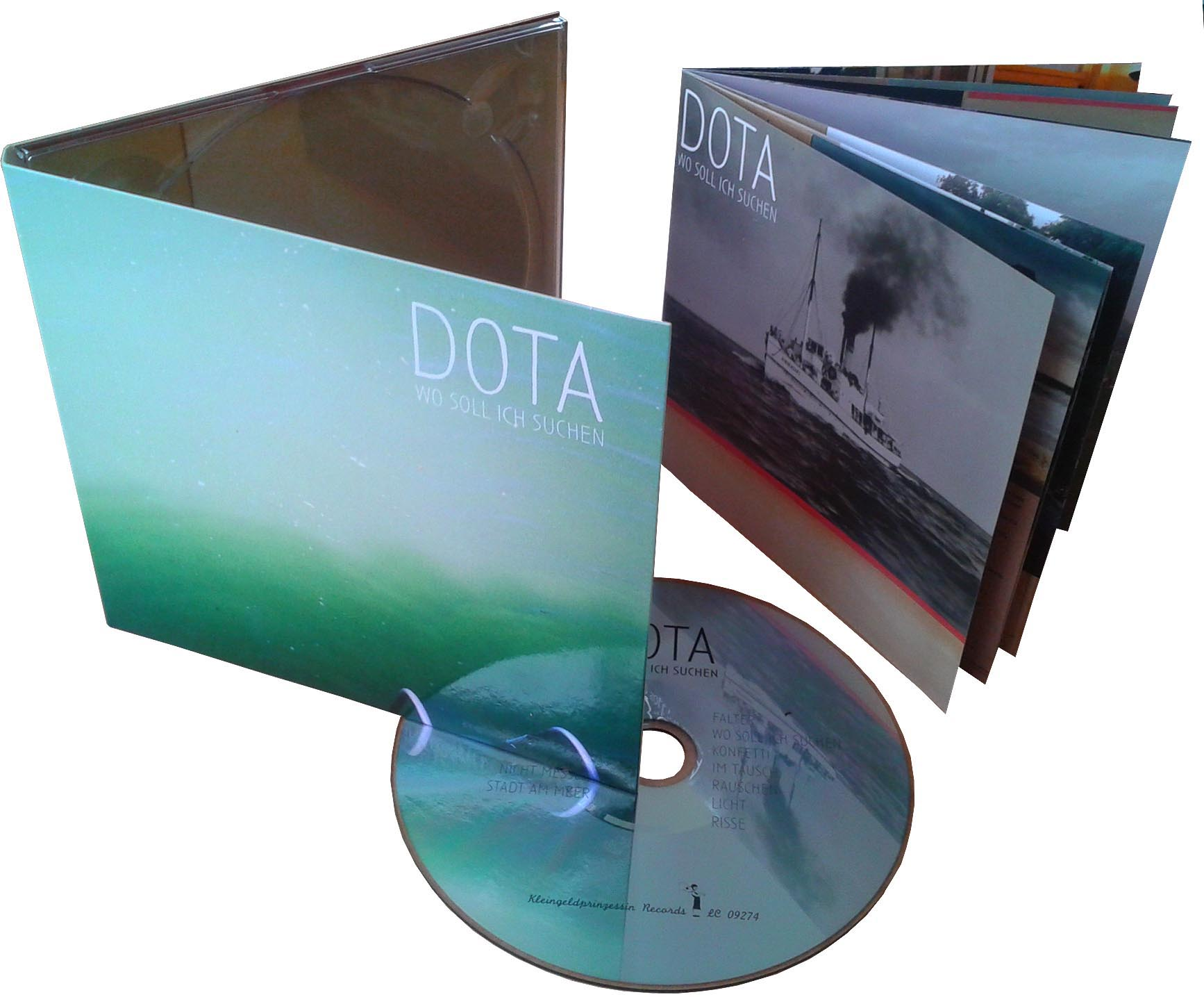 Geöffnete CD-Albumverpackung mit Albumcover und Disc.