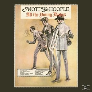 Albumcover. Drei Männer in Anzügen gehen. Text: 'Mott the Hoople: All the Young Dudes'.