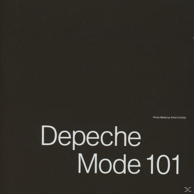 Depeche Mode Albumcover, schwarzer Hintergrund, weißer Text 'Depeche Mode 101'.