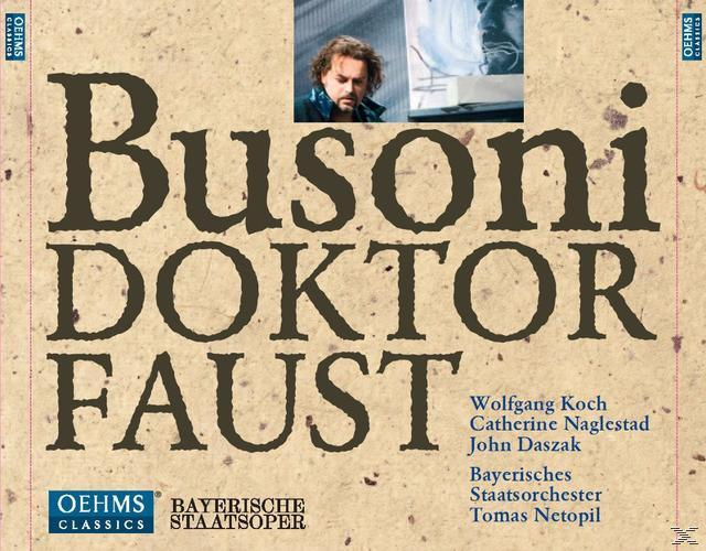 Albumcover: Titel 'Busoni Doktor Faust' mit Porträt eines Mannes und Namen der Interpreten.
