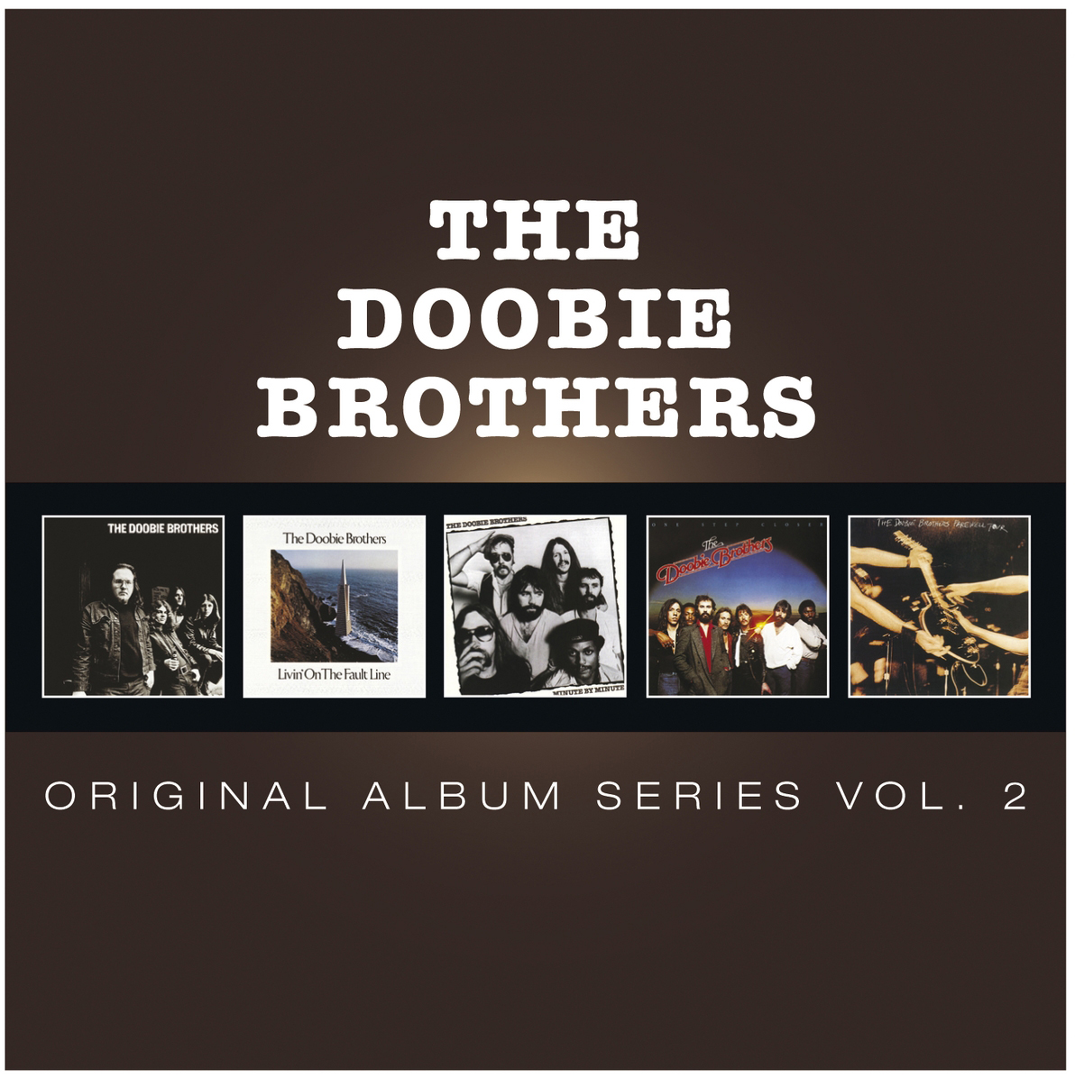 Albumcover für The Doobie Brothers, 'Original Album Series Vol. 2'. Zeigt 5 Albumcover.