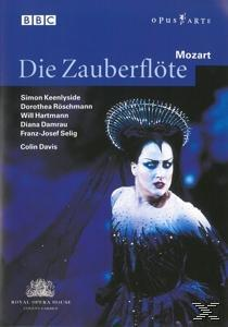 DVD-Cover von Die Zauberflöte, eine Frau in blauem Kostüm blickt nach vorne.