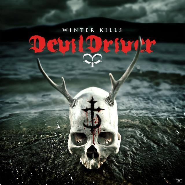 DevilDriver Albumcover, Totenkopf mit Geweih, Titel: Winter Kills.