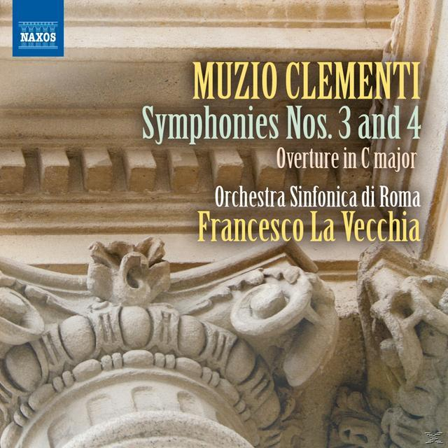 CD-Cover mit Muzio Clementis Symphonien, architektonischen Details und weißem, verziertem Design.