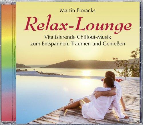 CD-Cover Relax-Lounge. Zwei Personen umarmen sich auf einem Steg mit Blick auf einen See. Text: Relax-Lounge.