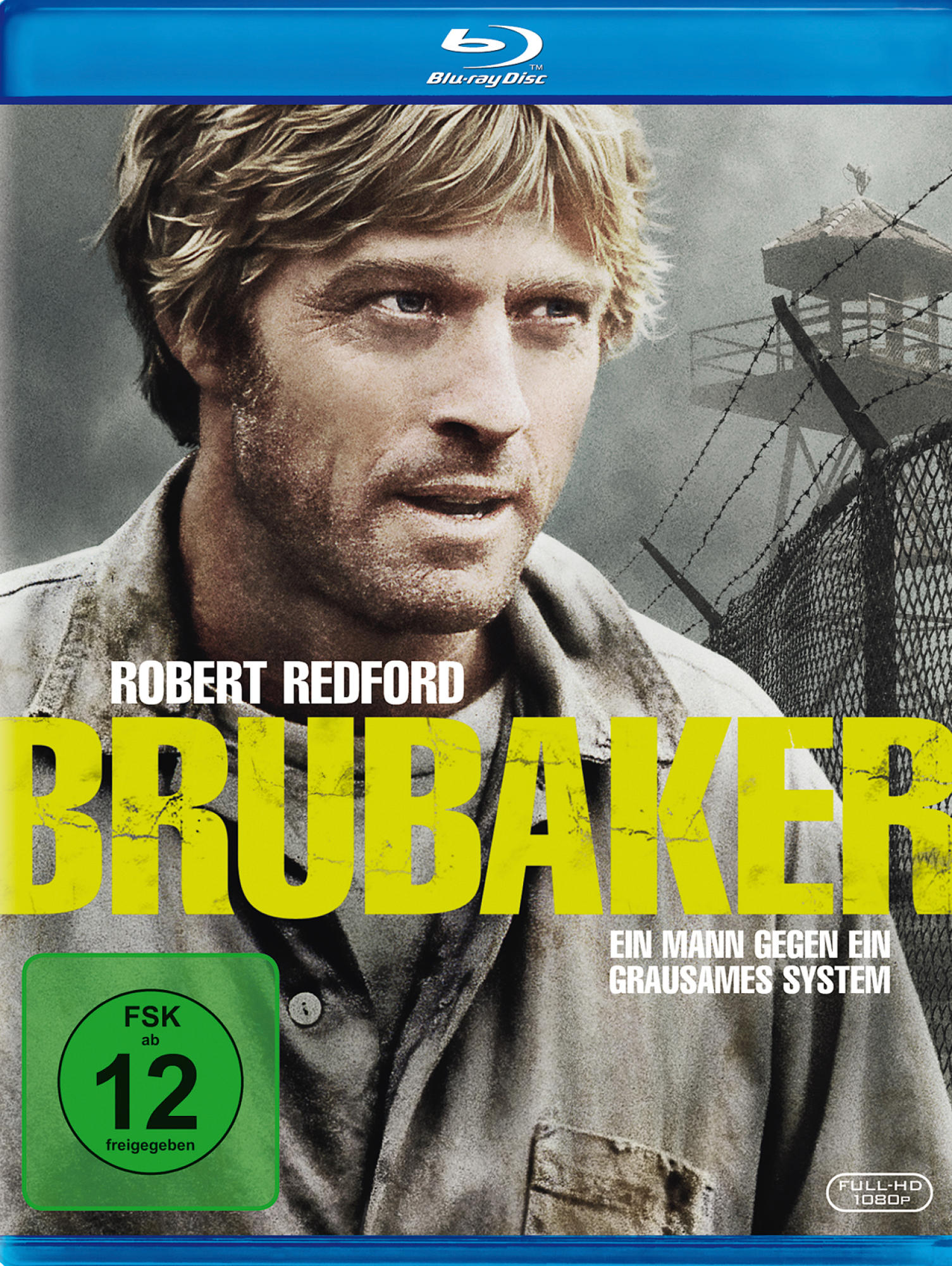 Blu-ray-Cover für 'Brubaker' mit Robert Redford. Es zeigt eine Gefängnisumgebung und den Filmtitel.