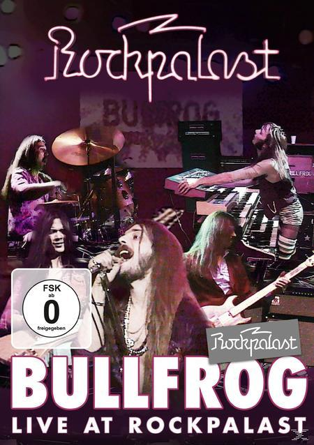DVD-Cover von Rockpalast Bullfrog, Bandmitglieder auf der Bühne spielen Instrumente.