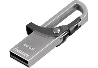 HAMA FlashPen Hook-Style, 64 Go, gris - Clé USB  (64 GB, Gris)