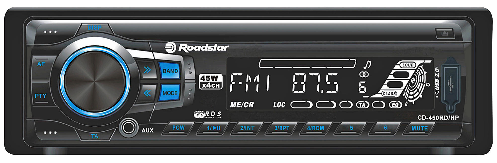 Autorradio - Roadstar CD 450 RD-HP, Negro, Lector CD, radio AM/FM, RDS, USB, SD