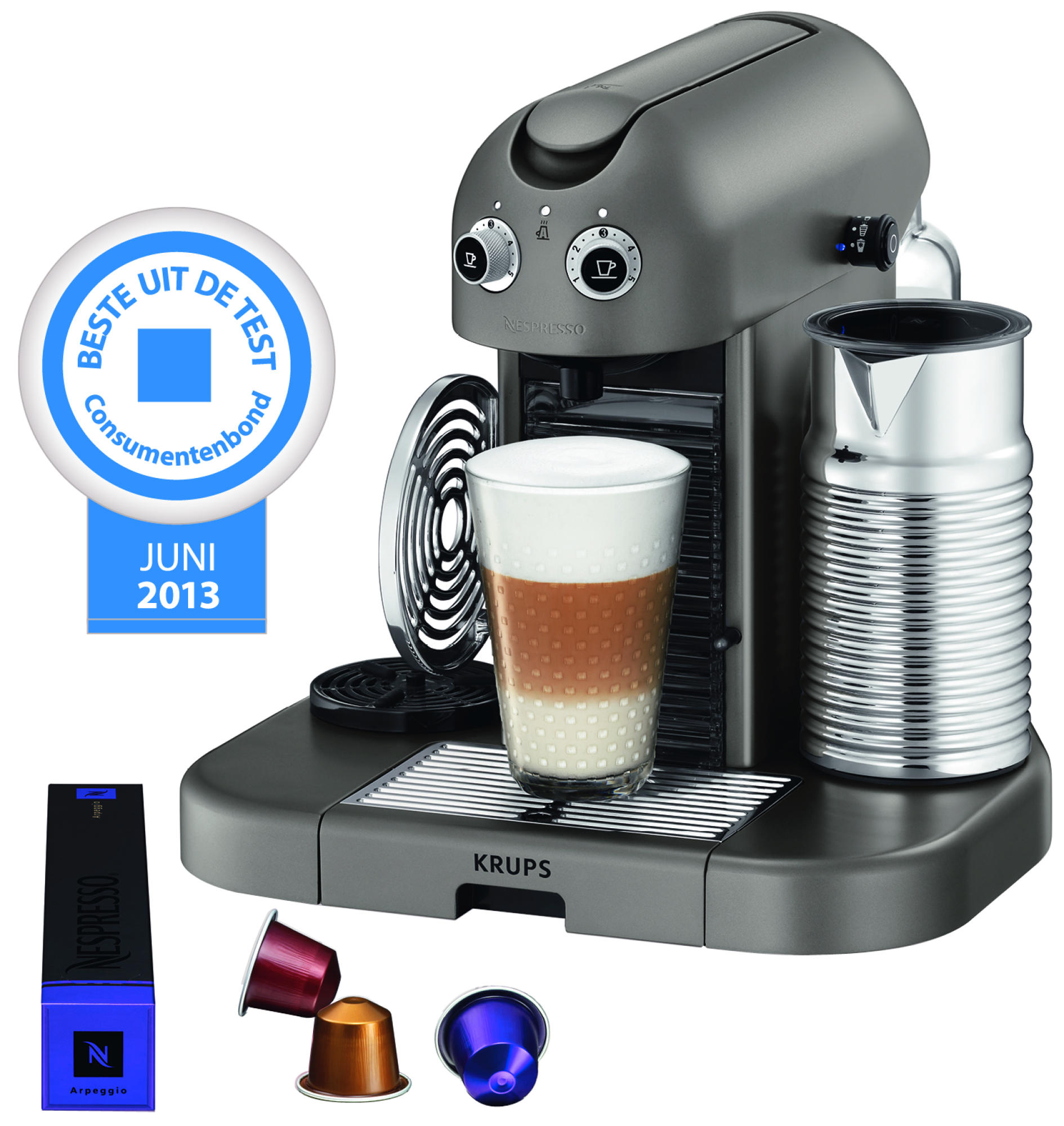 Cafetera de cápsulas Nespresso - Krups XN8105 GRAN MAESTRIA TITANIUM Presión de 19 bares,