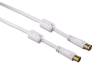 HAMA Câble d’antenne, Fiche coaxiale, Prise coaxiale, 100 dB, 15 m - Câble d'antenne (Blanc)