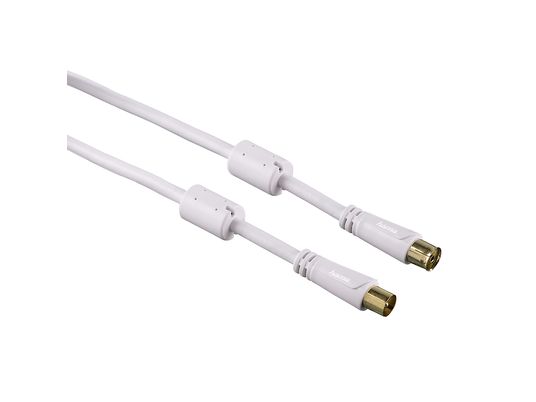 HAMA Câble d’antenne, Fiche coaxiale, Prise coaxiale, 100 dB, 7,5 m - Câble d'antenne (Blanc)