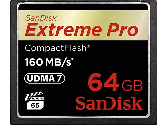 SANDISK EXTREM PRO 160MB/S - Compact Flash-Speicherkarte  (64 GB, 160, Schwarz)