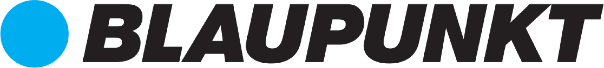Logo Blaupunkt: niebieskie koło ze słowem 'BLAUPUNKT' w kolorze czarnym.