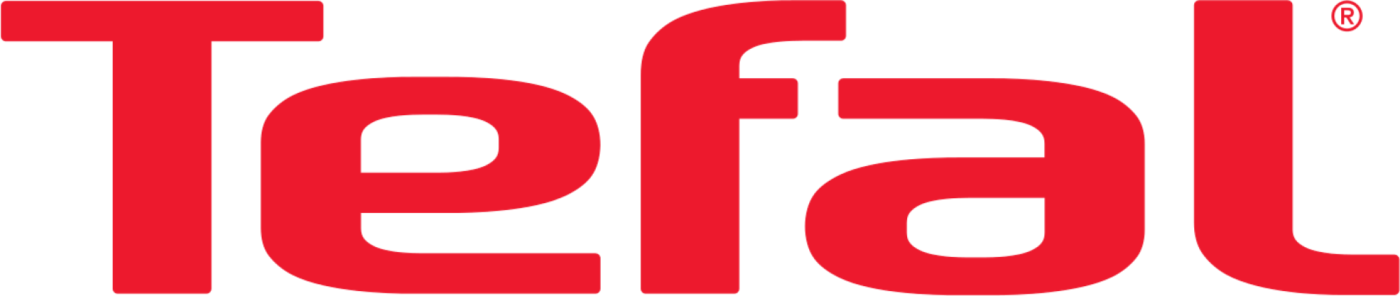 Logo Tefal w kolorze czerwonym na czarnym tle.