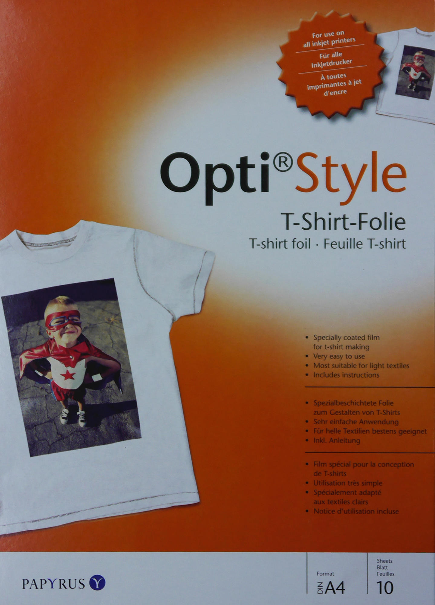 INAPA Opti Style A4 10 x Blatt 297 210 T-Shirt-Folie mm