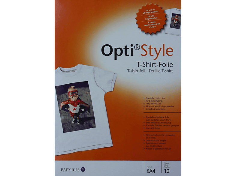 INAPA Opti Style T-Shirt-Folie 210 x 297 mm A4 10 Blatt