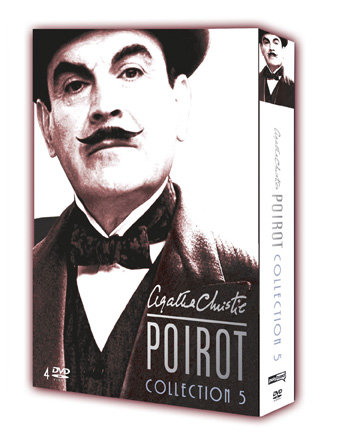 Poirot DVD-Sammlung. Die Box zeigt einen Mann mit Schnurrbart und den Titel 'Poirot'.