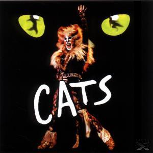 Bild einer Person in einem Katzenkostüm aus dem Musical Cats. Der Text 'CATS' steht in weißen Buchstaben.