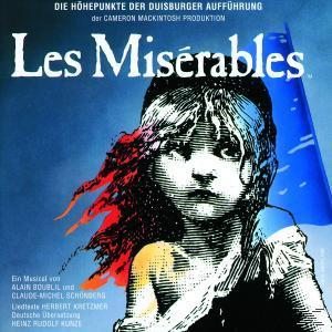 Albumcover für „Les Miserables“ mit einer Zeichnung eines Mädchens mit einer Fahne.